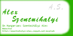 alex szentmihalyi business card